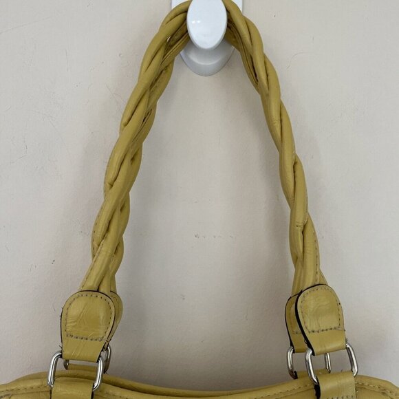 Vintage Y2K Hobo Shoulder Bag Mustard Yellow Faux Leather Croc Embossed Payless - Picture 4 of 16